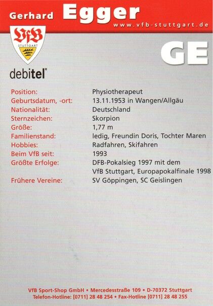 Autogramm Fussball | VfB Stuttgart | 2002 | Gerhard EGGER