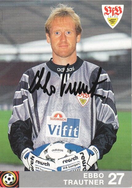 Autogramm Fussball | VfB Stuttgart | 1996 rot | Eberhard TRAUTNER