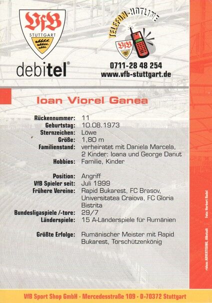 Autogramm Fussball | VfB Stuttgart | 2000 | Ioan Viorel GANEA