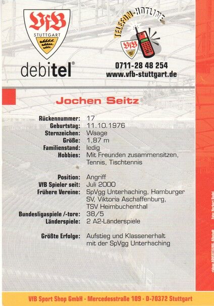 Autogramm Fussball | VfB Stuttgart | 2000 | Jochen SEITZ