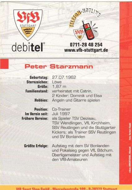 Autogramm Fussball | VfB Stuttgart | 2000 | Peter STARZMANN