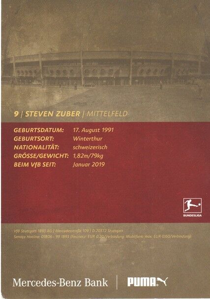 Autogramm Fussball | VfB Stuttgart | 2018 | Steven ZUBER