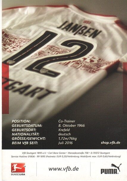 Autogramm Fussball | VfB Stuttgart | 2016 | Olaf JANSSEN