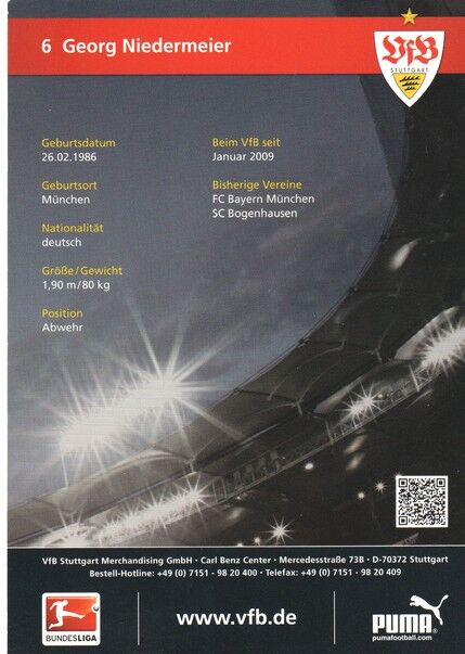Autogramm Fussball | VfB Stuttgart | 2012 | Georg NIEDERMEIER