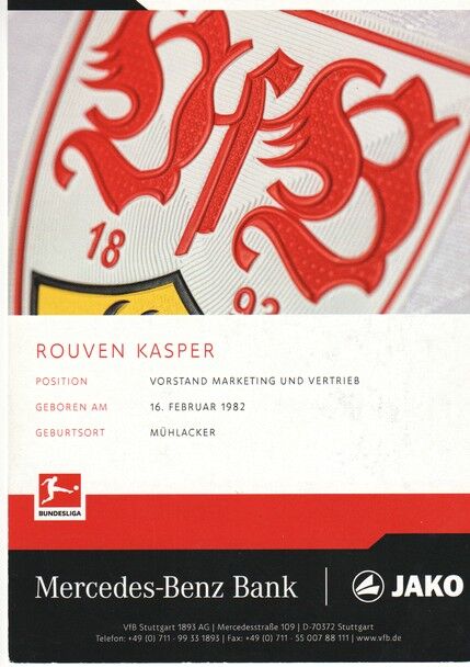 Autogramm Fussball | VfB Stuttgart | 2021 | Rouven KASPER