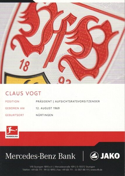 Autogramm Fussball | VfB Stuttgart | 2021 | Claus VOGT