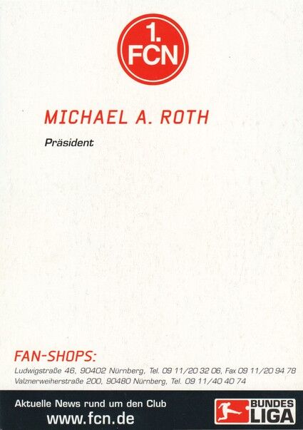 Autogramm Fussball | 1. FC Nürnberg | 2002 | Michael A. ROTH