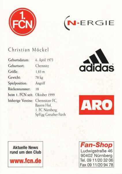 Autogramm Fussball | 1. FC Nürnberg | 2000 NE | Christian MÖCKEL