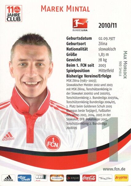 Autogramm Fussball | 1. FC Nürnberg | 2010 | Marek MINTAL