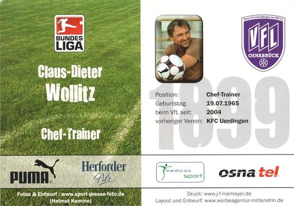 Autogramm Fussball | VfL Osnabrück | 2008 | Claus-Dieter WOLLITZ
