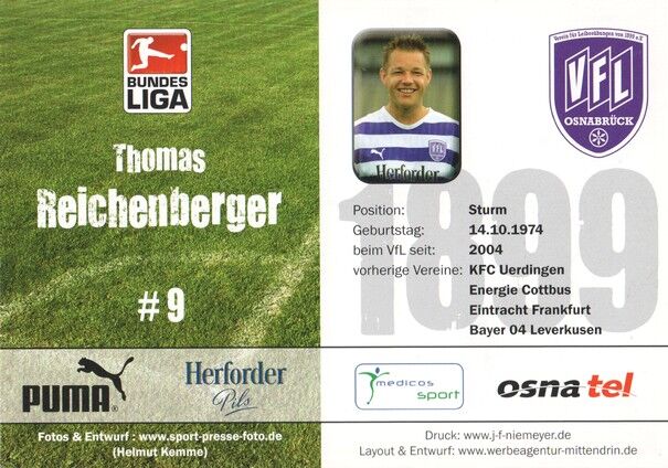 Autogramm Fussball | VfL Osnabrück | 2008 | Thomas REICHENBERGER
