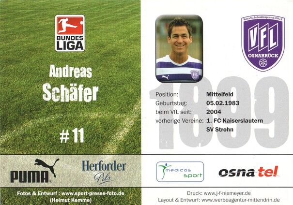 Autogramm Fussball | VfL Osnabrück | 2008 | Andreas SCHÄFER