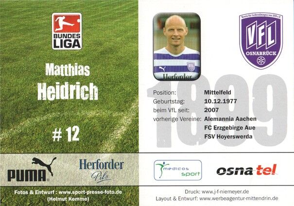 Autogramm Fussball | VfL Osnabrück | 2008 | Matthias HEIDRICH