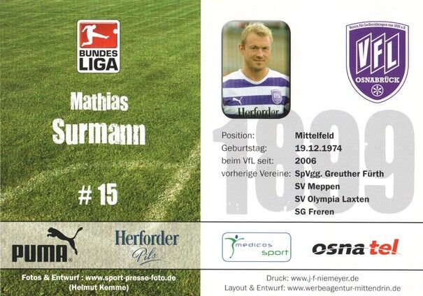 Autogramm Fussball | VfL Osnabrück | 2008 | Mathias SURMANN