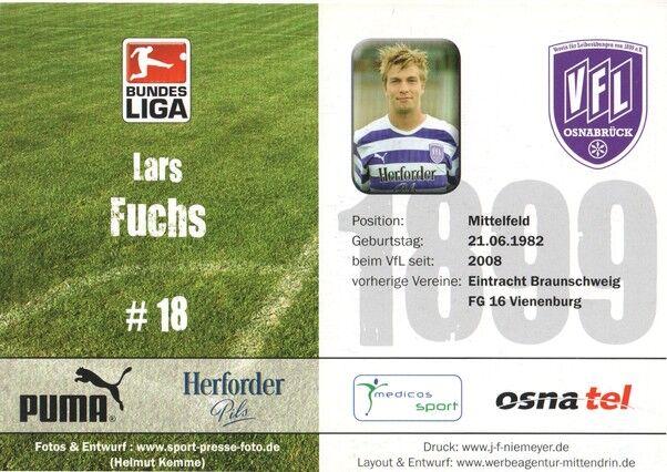 Autogramm Fussball | VfL Osnabrück | 2008 | Lars FUCHS