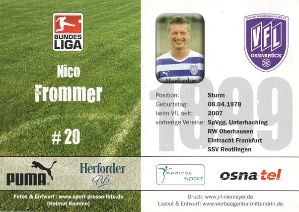Autogramm Fussball | VfL Osnabrück | 2008 | Nico FROMMER