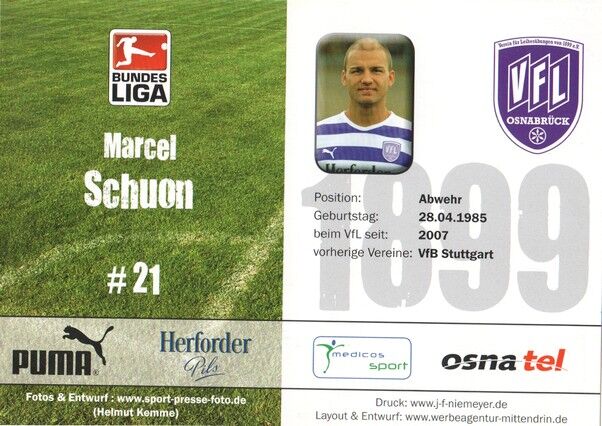Autogramm Fussball | VfL Osnabrück | 2008 | Marcel SCHUON