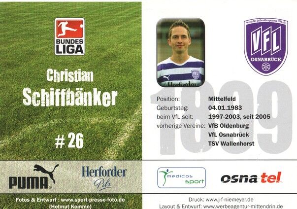Autogramm Fussball | VfL Osnabrück | 2008 | Christian SCHIFFBÄNKER