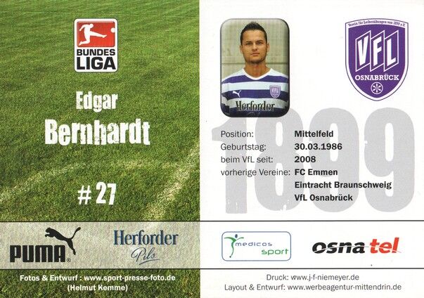 Autogramm Fussball | VfL Osnabrück | 2008 | Edgar BERNHARDT