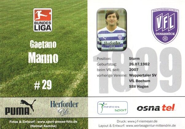 Autogramm Fussball | VfL Osnabrück | 2008 | Gaetano MANNO