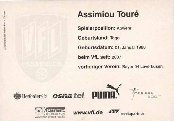 Autogramm Fussball | VfL Osnabrück | 2007 | Assimiou TOURE