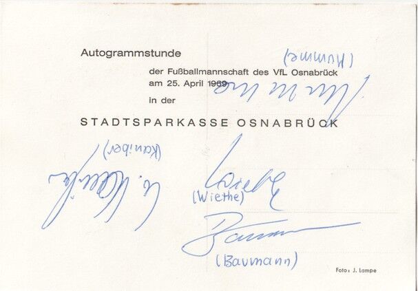 Mannschaftskarte Fussball | VfL Osnabrück | 1968 + 15 AG