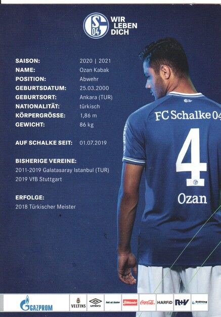 Autogramm Fussball | FC Schalke 04 | 2020 | Ozan KABAK