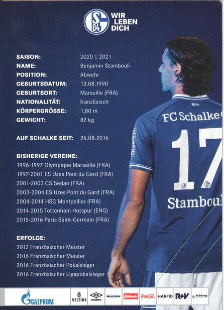 Autogramm Fussball | FC Schalke 04 | 2020 | Benjamin STAMBOULI