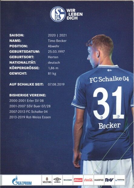 Autogramm Fussball | FC Schalke 04 | 2020 | Timo BECKER