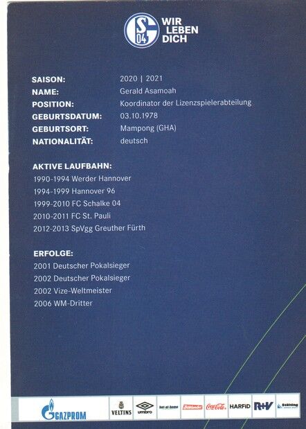 Autogramm Fussball | FC Schalke 04 | 2020 | Gerald ASAMOAH