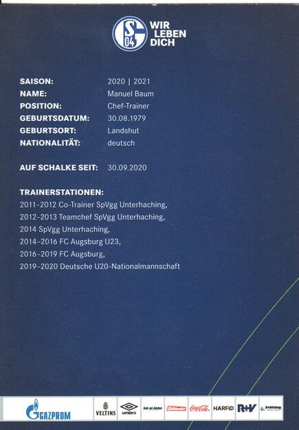 Autogramm Fussball | FC Schalke 04 | 2020 | Manuel BAUM