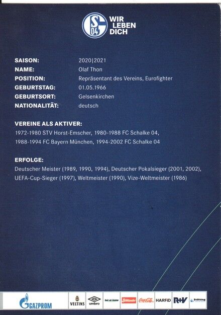 Autogramm Fussball | FC Schalke 04 | 2020 | Olaf THON