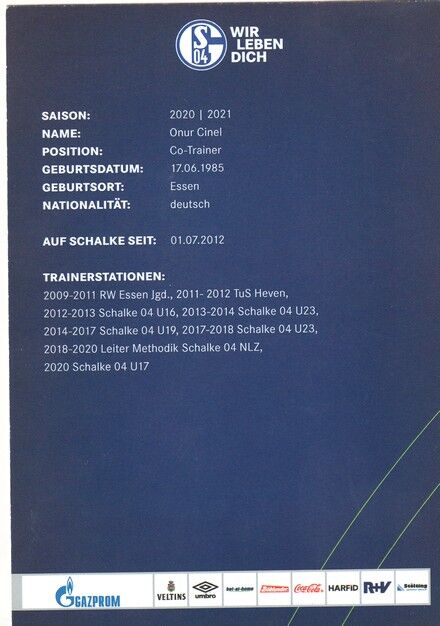 Autogramm Fussball | FC Schalke 04 | 2020 | Onur CINEL