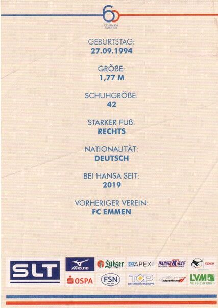 Autogramm Fussball | Hansa Rostock | 2025 | Nico NEIDHART