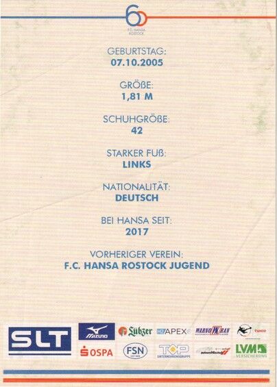 Autogramm Fussball | Hansa Rostock | 2025 | Tim KROHN