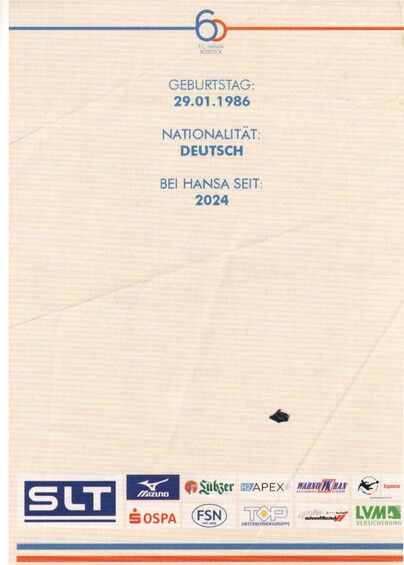 Autogramm Fussball | Hansa Rostock | 2025 | Daniel BRINKMANN