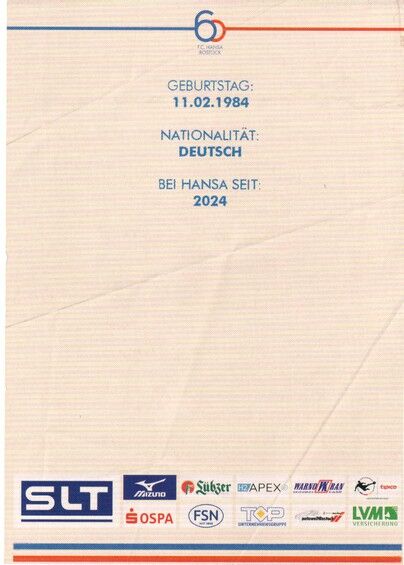 Autogramm Fussball | Hansa Rostock | 2025 | Marcus RABENHORST