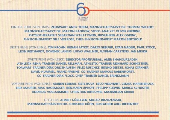 Mannschaftskarte Fussball | Hansa Rostock | 2025