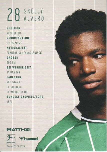 Autogramm Fussball | SV Werder Bremen | 2025 | Skelly ALVERO