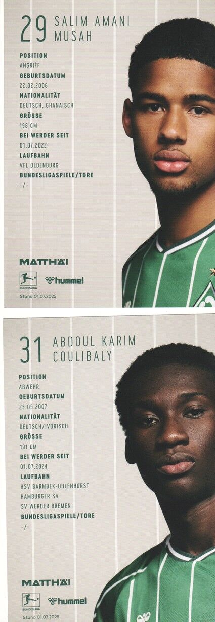 Autogramm Fussball | SV Werder Bremen | 2025 | Abdoul Karim COULIBALY