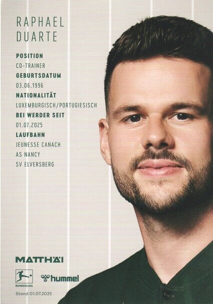 Autogramm Fussball | SV Werder Bremen | 2025 | Raphael DUARTE
