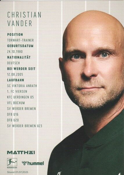 Autogramm Fussball | SV Werder Bremen | 2025 | Christian VANDER