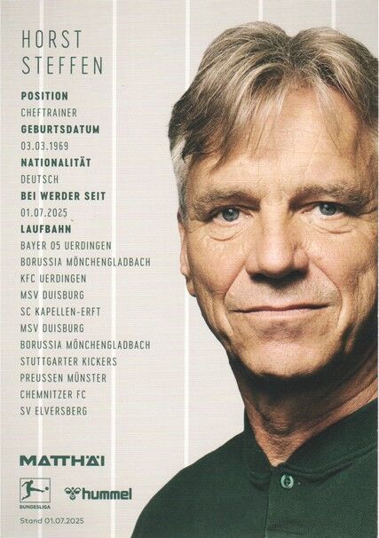 Autogramm Fussball | SV Werder Bremen | 2025 | Horst STEFFEN