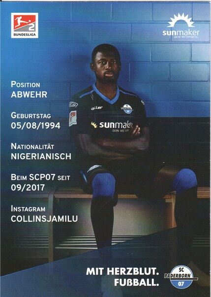 Autogramm Fussball | SC Paderborn 07 | 2020 | Jamilu COLLINS