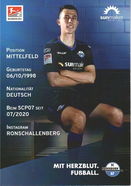 Autogramm Fussball | SC Paderborn 07 | 2020 | Ron SCHALLENBERG
