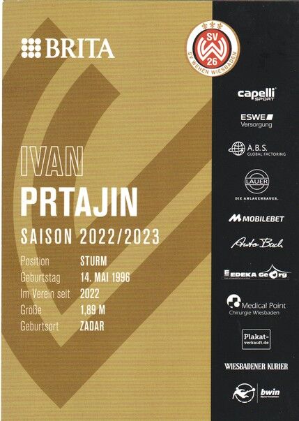 Autogramm Fussball | SV Wehen Wiesbaden | 2022 | Ivan PRTAJIN