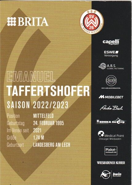 Autogramm Fussball | SV Wehen Wiesbaden | 2022 | Emanuel TAFFERTSHOFER