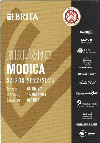 Autogramm Fussball | SV Wehen Wiesbaden | 2022 | Giuliano MODICA