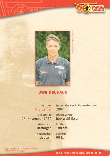Autogramm Fussball | 1. FC Union Berlin | 2007 | Uwe NEUHAUS