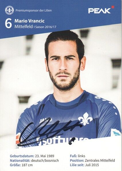 Autogramm Fussball | SV Darmstadt 98 | 2016-2 | Mario VRANCIC